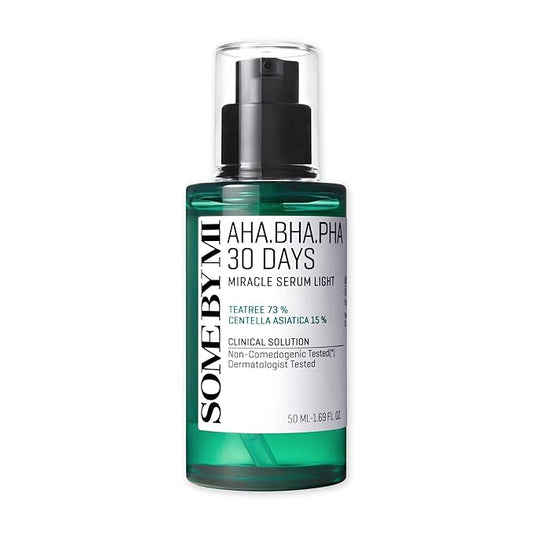 SOME BY MI AHA BHA PHA 30 Days Miracle Serum Light - 1.69oz, 50ml - Daliy Exfoliating Salicylic Acid Serum for Pore and Blackhead Care - Centella & Niacinamide for Skin Soothing - Korean Skin Care-Velvo Beauty