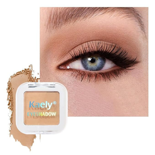 Buildable Matte Eyeshadow Makeup Palette Single - Light Nude Brown Burly Wood Shades | Creamy Pressed Powder for Easy Blending | Mini Travel Palette for Women | Everyday Natural Eye Makeup-Velvo Beauty