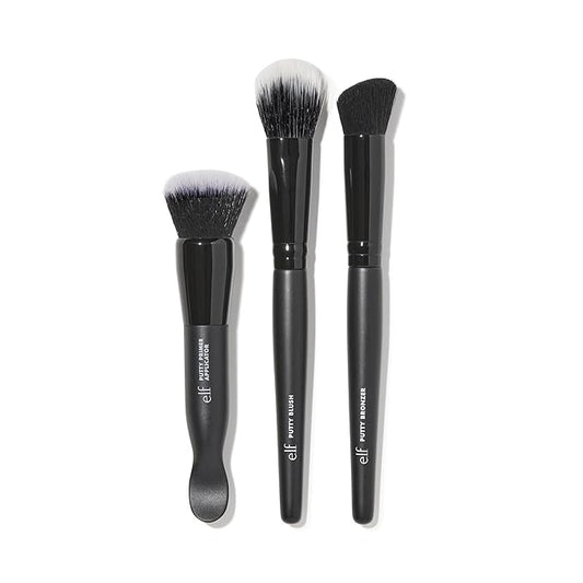 e.l.f. Putty Tools Trio, Set Of 3 Face Makeup Brushes For Putty Products, Helps You Easily Blend Putty Primer, Blush & Bronzer, Vegan & Cruelty-Free-Velvo Beauty