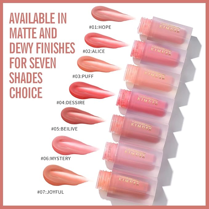 KIMUSE Soft Cream Blush Makeup, Liquid Blush for Cheeks, Weightless, Long-Wearing, Smudge Proof, Natural-Looking, Dewy Finish-Velvo Beauty