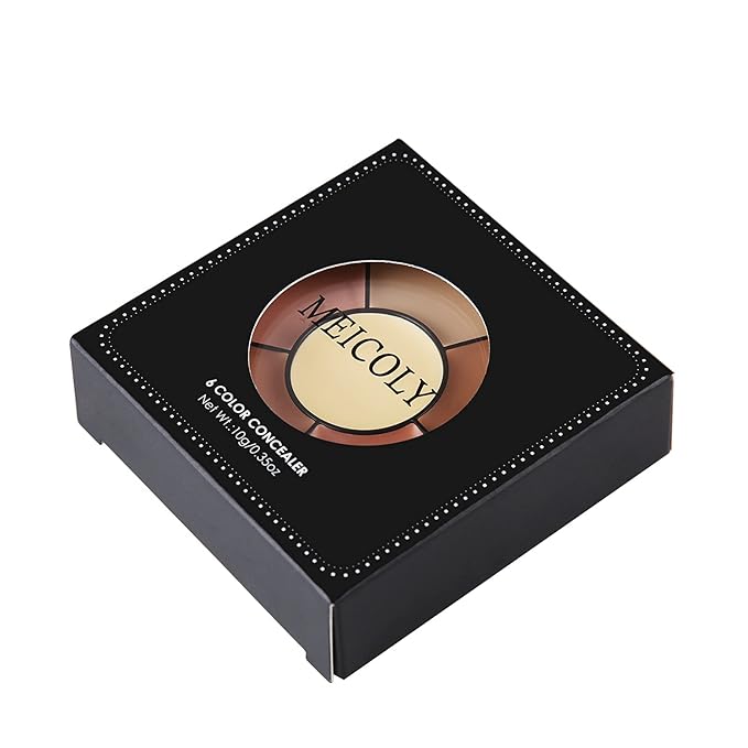 MEICOLY 6 Shades High Coverage Concealer,Tattoo Cover Palette,Cover Bruises, Tattoos, Age Spots, Vitiligo, Birthmarks,with 8 pcs White Makeup Sponges-Velvo Beauty
