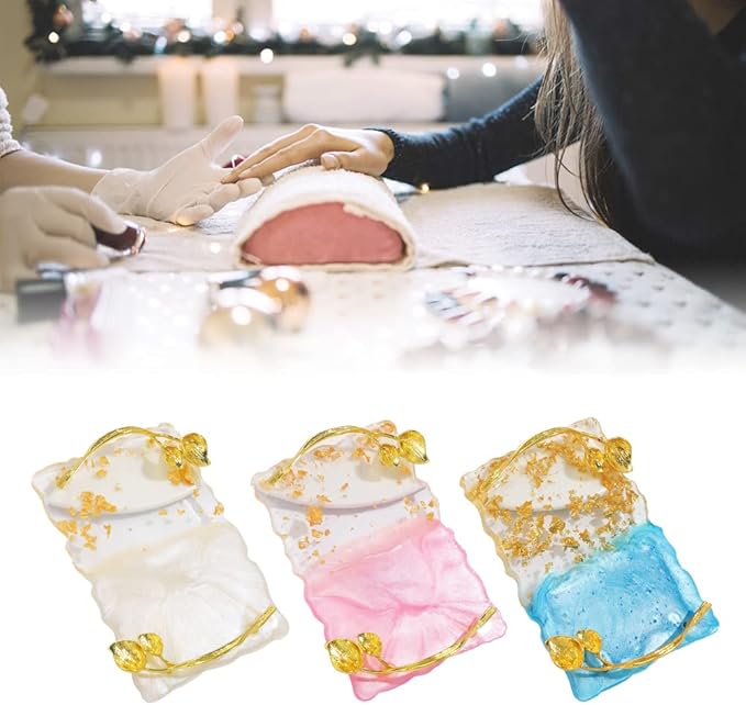 Resin Nail Art Palette, Nail Art Painting Palettes with Nail Palette Stirring Rod Gold Edge Nail Holder Nail Art Display Board Fashion Delicate Nail Tool Accessories, Type 4-Velvo Beauty
