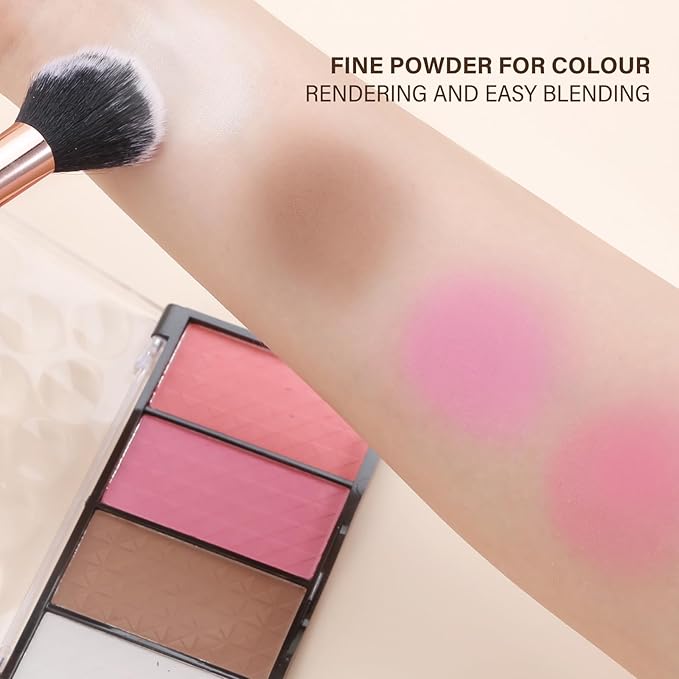 Contour Highlighter Blush Powder Makeup Palette, 4 Colors Matte Face Contour Shading with Professional Makeup Brush-Velvo Beauty