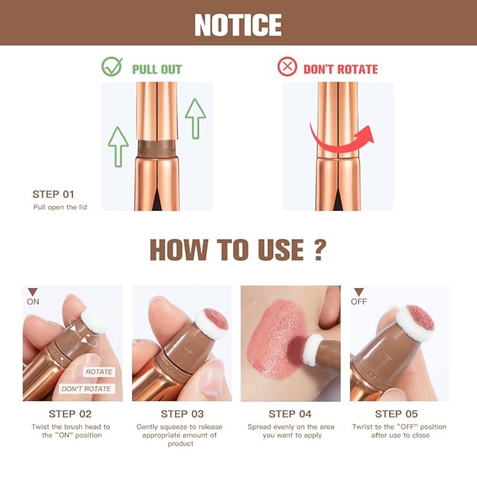 Liquid Contour Beauty Wand, Highlighter and Bronzer Stick with Cushion Applicator Attached Easy to Blend, Long Lasting & Smooth Natural Matte Finish-Velvo Beauty