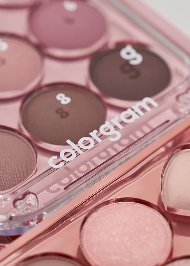 COLORGRAM Pin Point Eyeshadow Palette 02 Pink+Mauve= | Ultra-Blendable Matte, Glitter, Shimmer Shades for Daily Makeup | K-Beauty Eye Palette with Easy-to-Use Calculator Design-Velvo Beauty