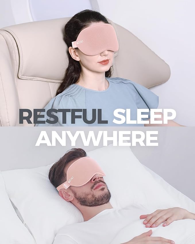 MZOO Luxury Sleep Mask for Back, Side Sleeper, Complete Light Blocking Sleeping Eye Mask Night Blindfold, 3D Zero Pressure & Spacious for Lash Extensions, Breathable Soft Eye Cover Flight Nap Travel-Velvo Beauty
