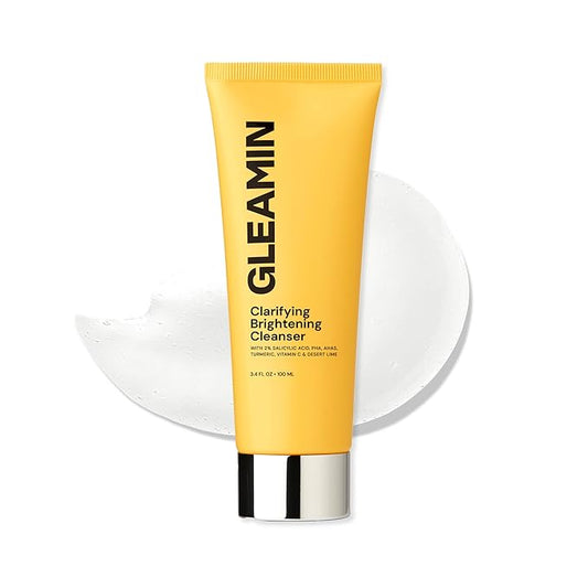 Gleamin Vitamin C Face Wash & Facial Cleanser - Cream to Foam 2% Salicylic Acid Cleanser with Paw Paw & Turmeric - Gentle Exfoliating Facewash for Women & Men, Oily & Combination Skin, 3.4 fl oz-Velvo Beauty