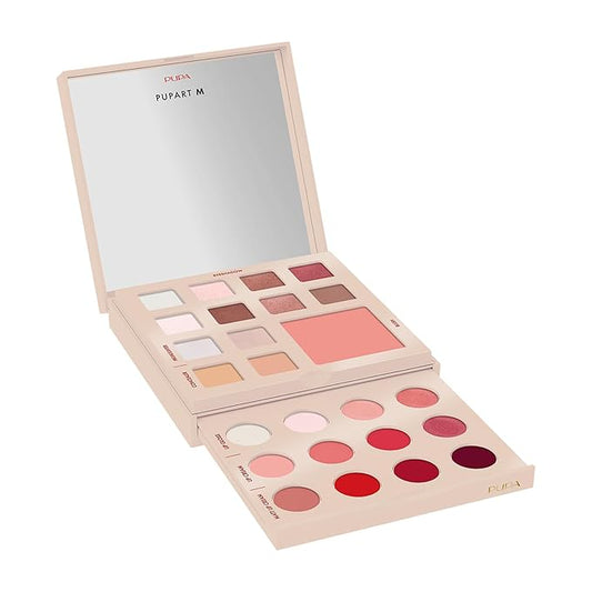Pupa Milano Pupart M Makeup Palette, 001 Nude, 0.6 oz - Makeup Kit - Blush - Concealer - Highlighter - Eyeshadow - Lip Gloss - Lip Cream - Face Makeup-Velvo Beauty