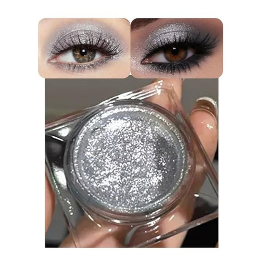 Single Glitter Eyeshadow, Shimmer Eyeshadow Palette, Korean Eye Glitter Makeup, Ultra-Blendable, Sparkle Silver Eye Shadow, Single Shade Metallic Pigmented, (Silver)-Velvo Beauty