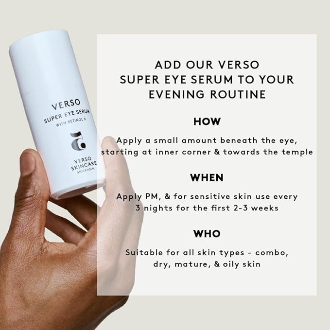 Verso Skin Care | Super Eye Serum | Rejuvenating Under Eye Serum for Youthful Skin | Eye Care Made Easy (0.67 fl oz)-Velvo Beauty
