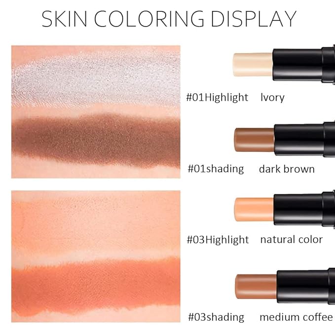 evpct 4 Colors Cream Contour Stick Makeup Kit Set Concealer Bronzer Stick Cream Contour Palette Contour Contouring Makeup Kit for Beginner Liquid Face Highlighter Makeup Stick contorno maquillaje 1+3-Velvo Beauty