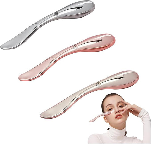 NIIIYTYB3 Pcs Eye Cream Applicator Tool Metal Eye Massager Wand 2 in 1 Zinc Alloy Roller for Under Eye Face Applicator Moisturizer Wand Stick with Spatula Mini Skincare Cosmetic Spatulas-Velvo Beauty