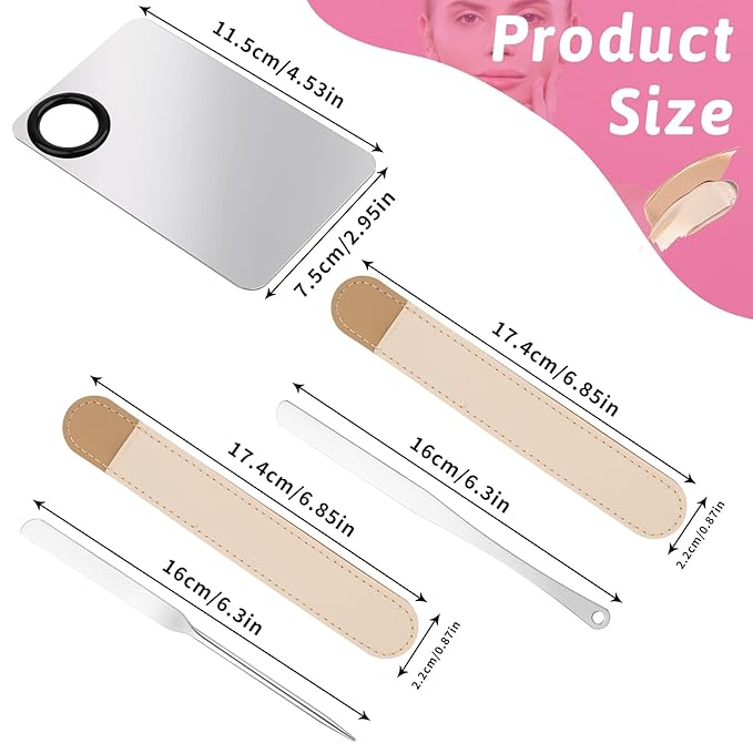 Makeup Mixing Palette, 5 Piece Set Makeup Palette Tray, Foundation Mixing Palette with Stir Stick, Spatula for Foundation Eye Shadow Lipsticks-Velvo Beauty