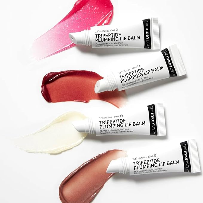The INKEY List Complete Lip Set - Tripeptide Plumping Lip Balm in Pink Tint, Berry Tint, Mocha Tint and Clear-Velvo Beauty