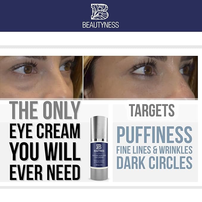 Instant Ageless Eye Cream – Anti Wrinkle Cream, Removes Under Eye Puffiness, Bags, Expression Lines, & Dark Circles. Powerfully Tighen & Lifts Sagging Skin. Disappears Before Your Eyes In Minutes.-Velvo Beauty