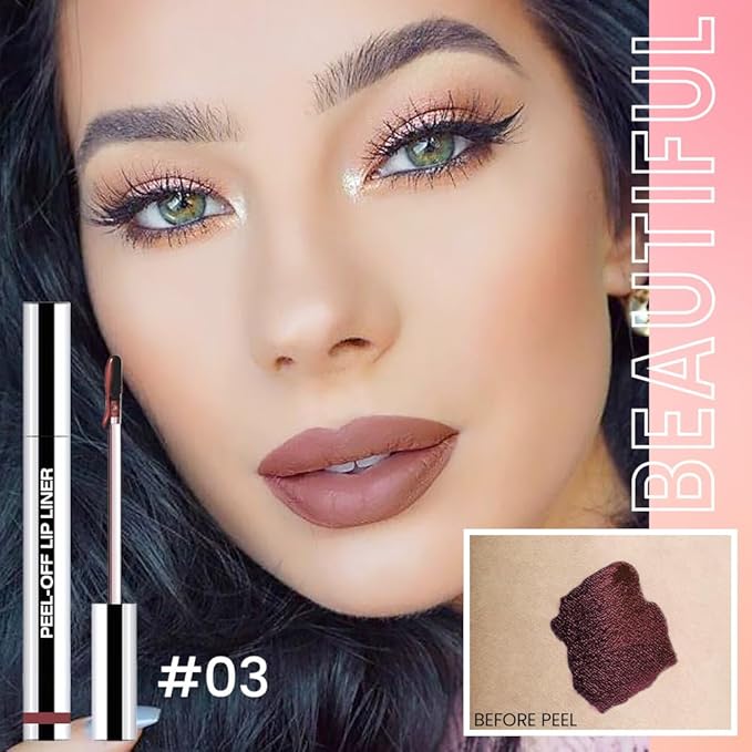 2 Pcs Matte Liquid Lip Stain Peel Off Lip Liner, Long Lasting Lip Tattoo, Waterproof & Transfer-Proof Lip Liner Peel Off Lip Gloss for All Skin Types. 0.12 fl oz #02+#03-Velvo Beauty