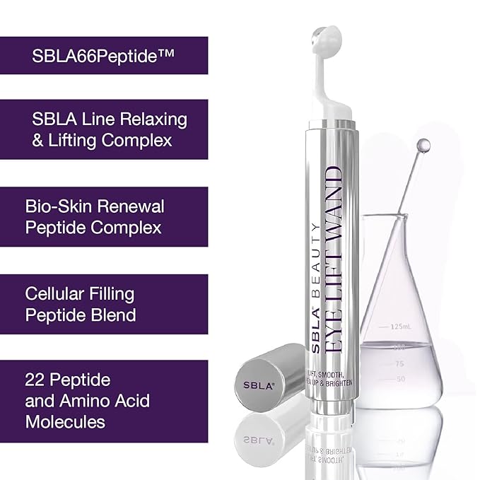 SBLA Eye Lift Wand – Anti-Aging Serum for Eyelids, & Eye Area - With SBLA66Peptide™, Caffeine, Hyaluronic Acid, Niacinamide & Vitamin C - Smooths, Lifts Hooded Lids, Brightens Eyes, Reduces Puffiness-Velvo Beauty
