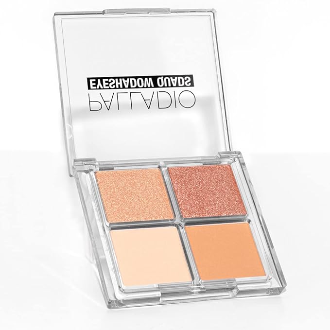 Palladio Eyeshadow Quads, Velvety Pigmented Blendable Matte, Metallic & Shimmer Finishes, Creamy Formula, Four Way Quad Eye Shadow Palette, Talc-Free (Honey Pie)-Velvo Beauty