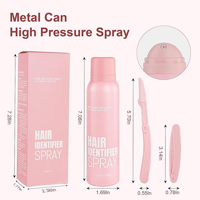 Hair Identification Spray for Facial Shaving - Removes hair and dead skin, Women's Facial Shaving Powder Spray - Moisturizing Skin Care Set, Suitable for sensitive skin/unisex, with 4 Razors (1Set)-Velvo Beauty