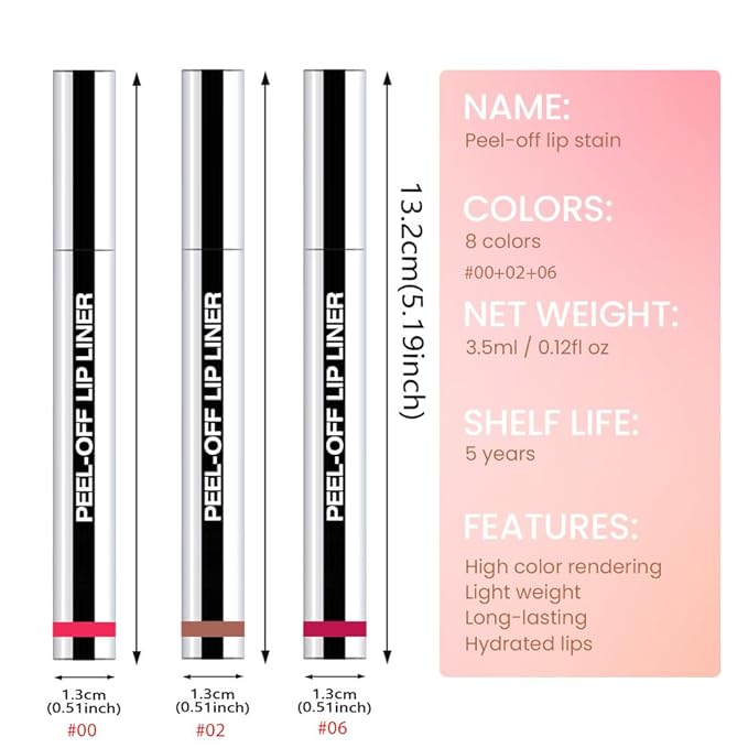 3 Pcs Matte Liquid Lip Stain Peel Off Lip Liner, Long Lasting Lip Tattoo, Waterproof & Transfer-Proof Lip Liner Peel Off Lip Gloss for All Skin Types.#00+#02#06-Velvo Beauty