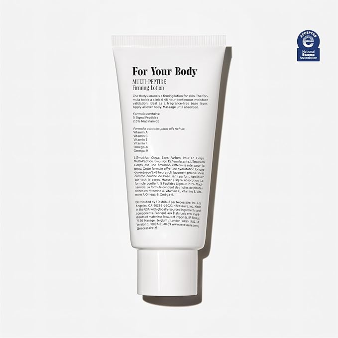 Nécessaire The Body Lotion – Fragrance-Free Hydrating Body Moisturizer with 5 Peptides, Niacinamide, Vitamins C/E, Omega-6/9 – Lightweight, Non-Greasy Lotion for Sensitive Skin – 6.8 oz-Velvo Beauty