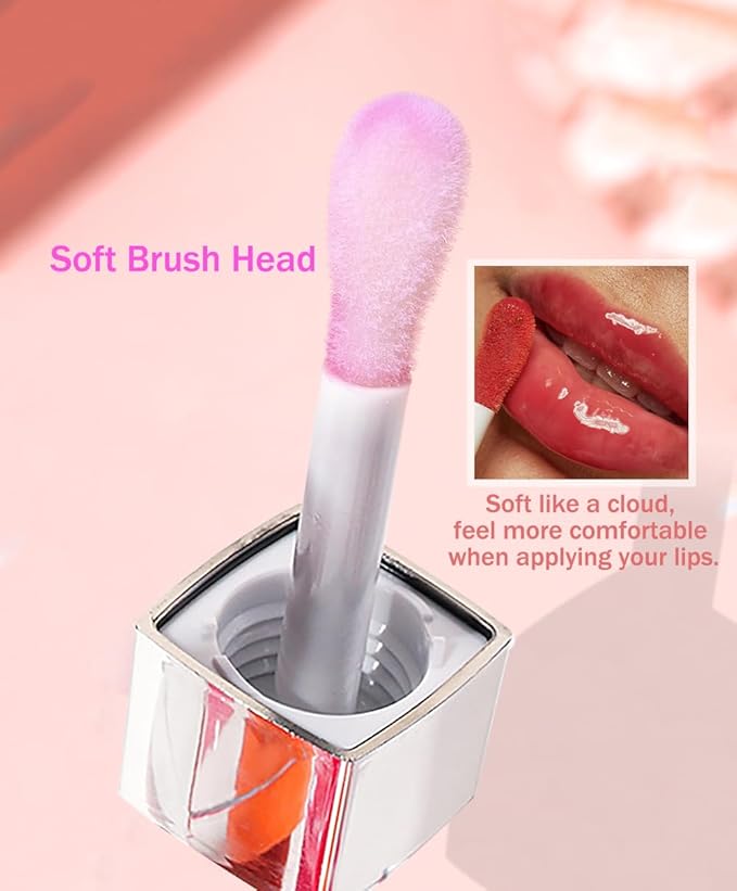 Plumping Lip Oil, Moisturizing Lip Glow Oil, Long Lasting Nourishing Lip Gloss Lip Balm, Non-sticky Transparent Toot Lip Oil Tinted for Lip Care and Dry Lip - Coral-Velvo Beauty