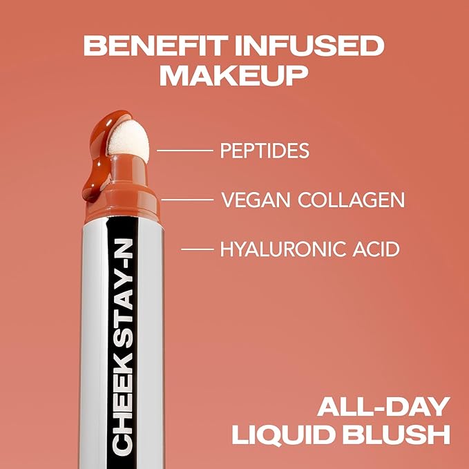 Sacheu Cheek STAY-N Liquid Blush for Cheeks — High Pigment, Buildable, Lightweight Cream Blush Infused With Squalane, for Dewy & Radiant Flushed Cheeks — Long-lasting & Cruelty Free, I'm Hot-Velvo Beauty