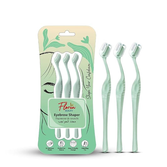 Eyebrow Shaper Tool for Women, 3ct | Eyebrow Shaper, Face Razor, Upper Lip & Chin Hair Remover | SS German Blade, Painless Shaving, Smooth Skin, Peach Fuzz Remover-Velvo Beauty