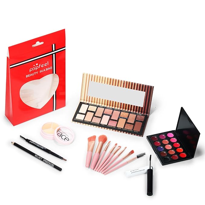 All in One Makeup Kit, Full Starter Essential Makeup Kit for Women Beginners Includes Eyeshadow Palette Lipstick Mascara Eyebrow Pencil Concealer Brush Set-Velvo Beauty