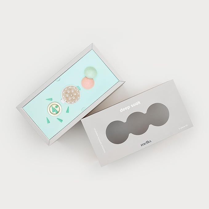 Mello Bath Accessories Deep Soak | Self Care Gifts for Women | Spa Gifts for Women & Relaxation Gifts for Women | Bath Accessories Includes Konjac Sponge, Incense Cones & Exfoliating Brush-Velvo Beauty