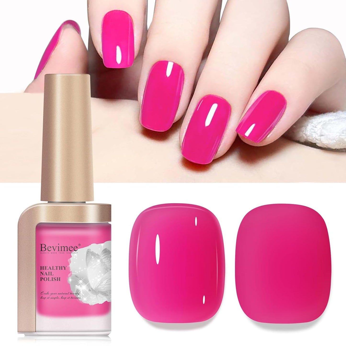 Nail Polish Hot Pink, Air Quick Dry, Nail Lacquer Fuschia Pink Long Lasting & Fast Drying, Color Nail Pigment Oil-based High Coverage for Nail Art Finger Nail Concealer Polish, 1PC 12ML-Velvo Beauty
