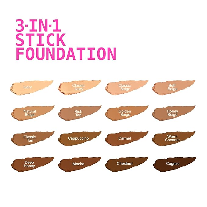 Ruby Kisses Natural Full Coverage 3-In-1 Stick Foundation. Easy to Apply, Hydrating, Lightweight, Long Lasting, Concealer and Contour Stick for Face Makeup (Caramel)-Velvo Beauty