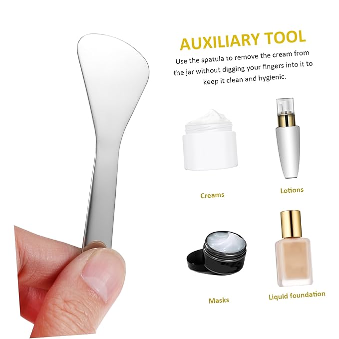 Compact Beauty Spatula Set - 2pcs Reusable Metal Makeup Scoop - Ideal for Lotions - Moisturizers and Creams - Essential Skincare Tool for Facial Care and Cosmetic Use-Velvo Beauty