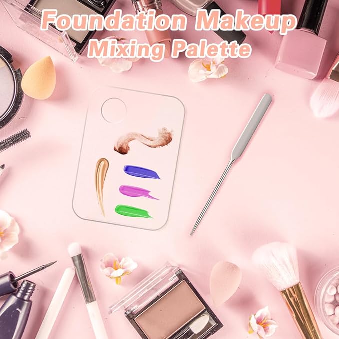 Acrylic Cosmetic Makeup Palette, 3PCS Makeup Mixing Palette With Spatula Makeup Artist Tool, Professional Cosmetic Mixing Makeup Palette For Mixing Eye Shadow/Eyelash/Nail Art/Foundation-Velvo Beauty
