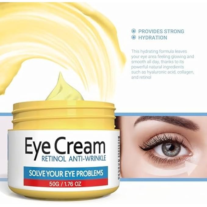 Retinol Eye Cream for Improving Dark Circles and Puffiness Under Eye Bags Under Eye Cream Reduce Aging Line Smoothing Wrinkles and Fine Lines Moisturizing Eye Cream Unisex 1.76OZ/50G-Velvo Beauty