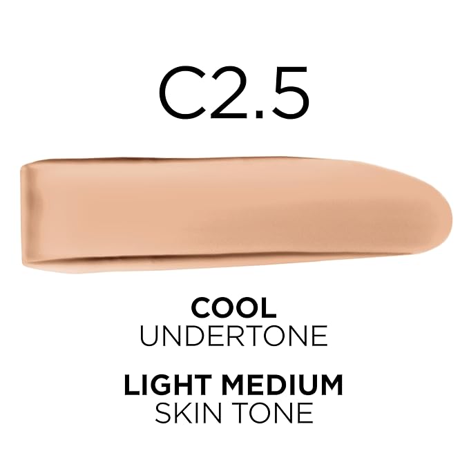 L'Oreal Paris True Match Super-Blendable Foundation, Medium Coverage Liquid Foundation Makeup, C2.5, Light Medium, 1 Fl Oz-Velvo Beauty