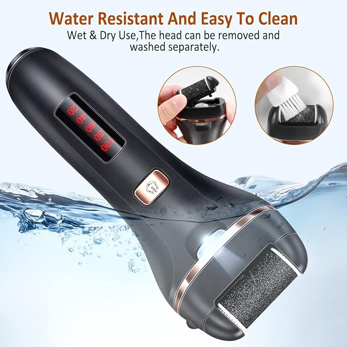 Electric Callus Remover for Feet,Rechargeable Foot File Hard Skin Remover,Waterproof 14 in1 Professional Pedicure Kit for Cracked Heels &Dead Skin,with 9 Roller Heads 2 Speed-Velvo Beauty