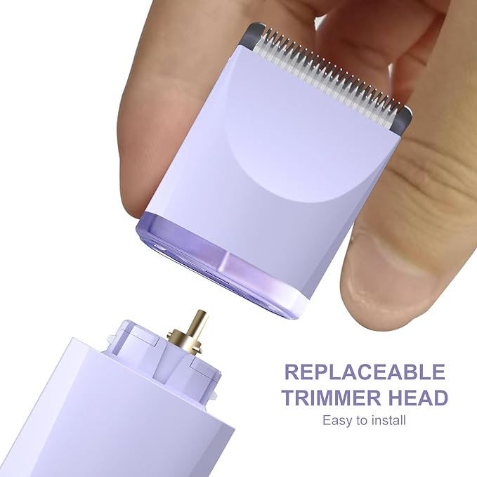 OLOV Electric Body Hair Trimmer - Groin Trimmer for Men - Bikini Trimmer Women - Wet/Dry Shaver Groomer, Replaceable Ceramic Blade Heads, USB Recharge Dock, Waterproof Hygiene Razor,Purple-Velvo Beauty