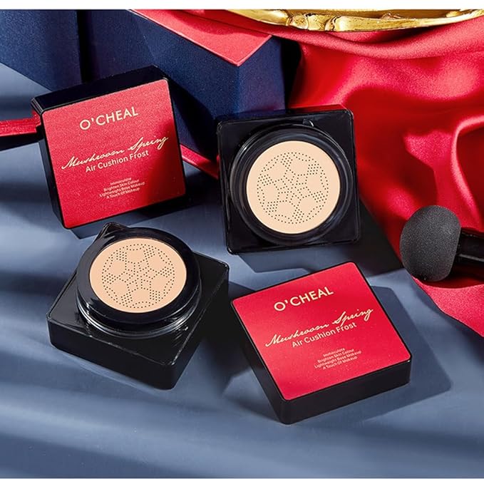 GL-Turelifes Mushroom Head Air Cushion CC Cream Foundation Water Feeling Flawless BB Cream Moisturizing Oil Control,lightweight & Smoothing Natural Face Concealer (H-02 Natural, 0.53 Oz)-Velvo Beauty