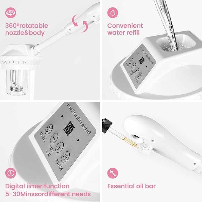 face Steamer Clean Skin Firming Pores and Moisturizing Suitable for a Beauty, Spa, at Home-Velvo Beauty