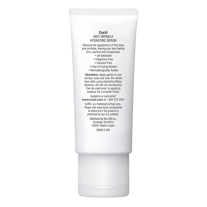 Curel Japanese Skin Care, Anti-Wrinkle Hydrating Serum, Lightweight Serum, Fragrance Free & Colorant Free, For Sensitive Skin, 1.3 Oz-Velvo Beauty