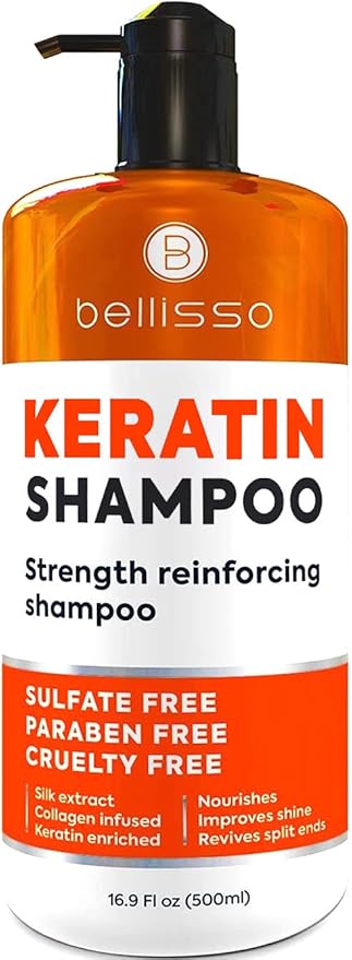 Keratin Enriched Shampoo - Sulfate and Paraben Free - Anti Frizz Treatment for Women and Men – Professional Salon Grade Repair Formula with Silk Protein for Dry, Frizzy Damaged and Color Treated Hair-Velvo Beauty