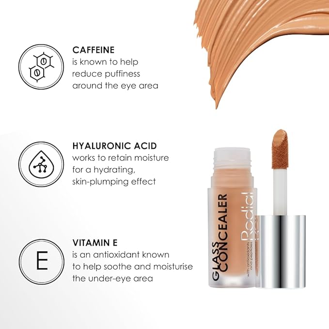 Rodial Glass Concealer Shade 3 - Luminous, Full-Coverage Cream with Peptides and Antioxidants for Flawless Skin, 0.1 fl. oz.-Velvo Beauty