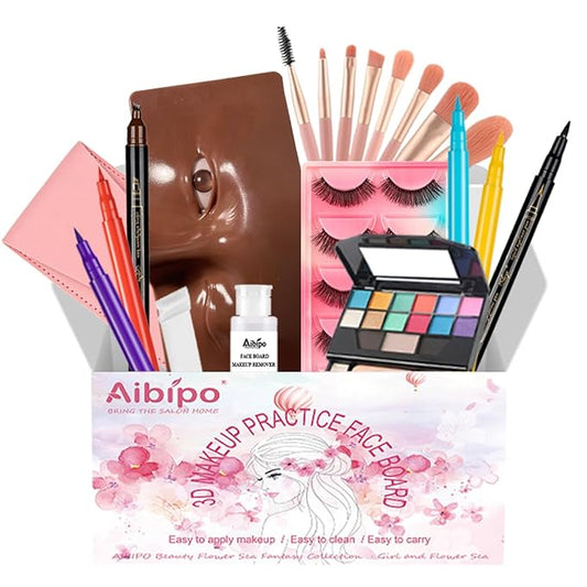Makeup Practice Face Kit, Makeup Mannequin Face with Makeup Practice Face Board, 3D Reusable Practice Eye Makeup Face Eyeshadow Mannequin for Professional Makeup Artist and Beginner to Practice Makeup-Velvo Beauty