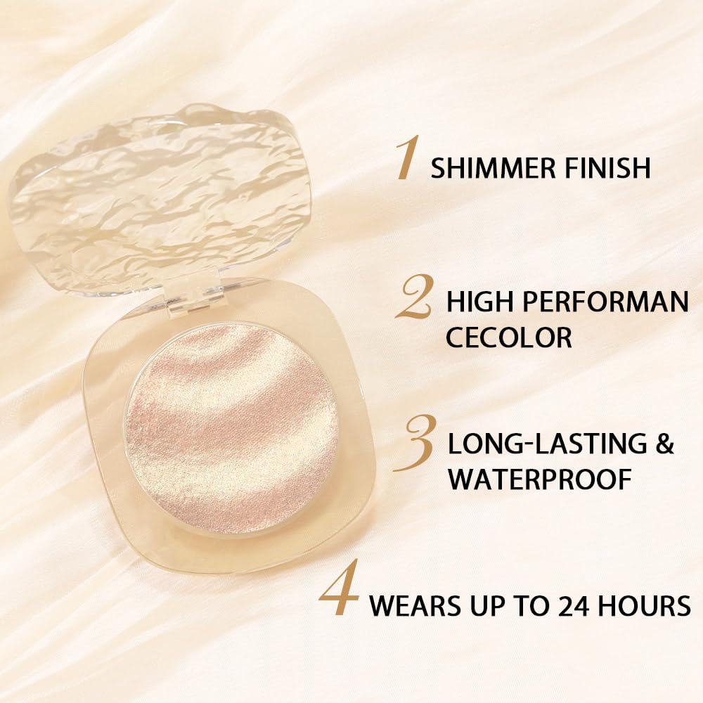 Gold Brown Champagne Shimmer Glitter Sparkling Monochrome Eyeshadow Palette,Metallic Single Eye Shadow for Older Women,Long Lasting Naturing-Looking Eye Makeup-Velvo Beauty