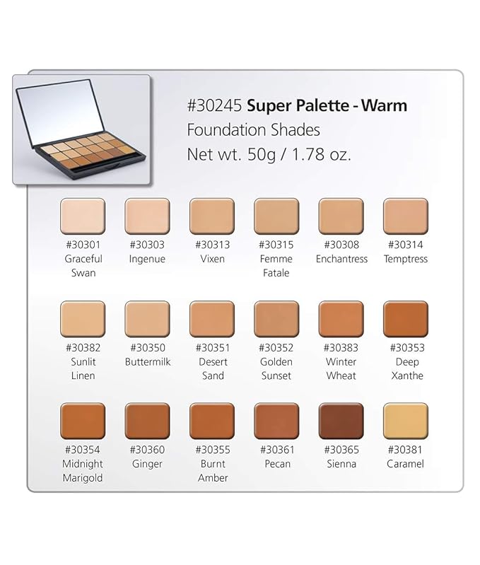 Graftobian HD Glamour Creme Foundation Warm Super Palette - 18 High Definition Warm Undertone Cream Shades-Velvo Beauty