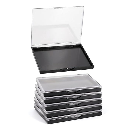 Magnetic Makeup Palette with Clear Top, 5 Pack Empty Eyeshadow Palettes depots Travel Storage Box for DIY Cosmetics Bronzer Highlights Powder (Small Palette - 4.8" x 4")-Velvo Beauty
