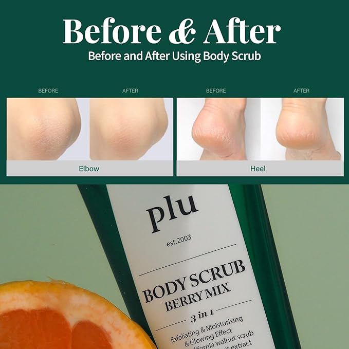 PLU Original Korean Walnut Body Scrub Polish - White Musk - Exfoliating & Moisturizing & Glow - for Acne, Cellulite, Stretch Marks, Spider Veins - Soft Musk Scent, 6.76 oz.-Velvo Beauty