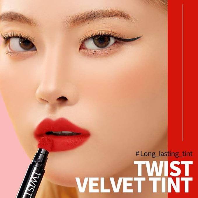PASSIONCAT Long Lasting Lip Stain for Lips and Cheek Tint | High Pigment Color | lightweight Matte Finish | Weightless | Full Coverage | Twist Velvet Tint #1 (No.1)-Velvo Beauty