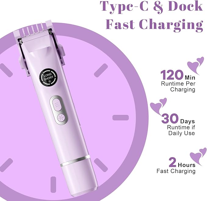 4-in-1 Waterproof Bikini Hair & Body Hair Trimmer - Rechargeable Shaver - IP7-compact for Travel, Cordless Use-Velvo Beauty